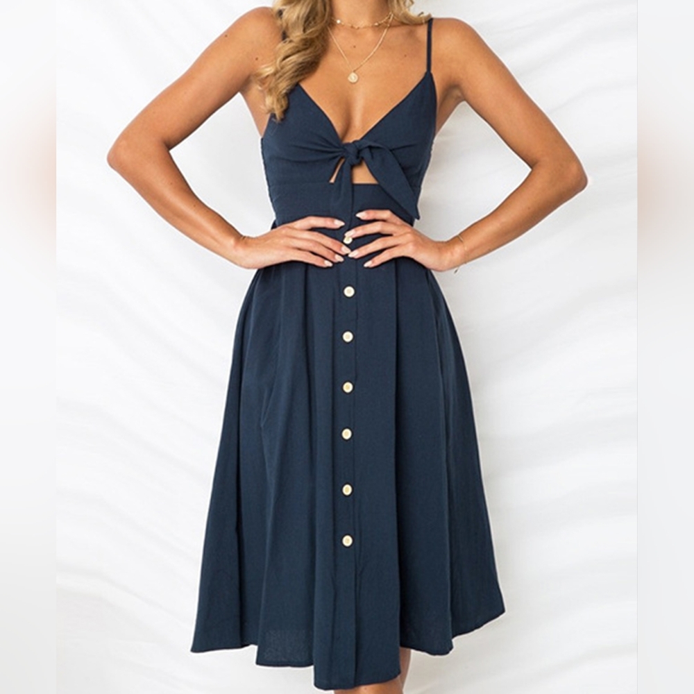 Sassy Sweetheart Smock Dress - Navy - Picture 5 of 8